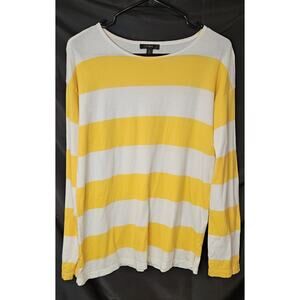J Crew Long Sleeve T Shirt Women's Small White Yellow Stripes